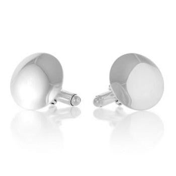 Sterling Silver Domed Round Bar Cufflinks - Pobjoy Diamonds