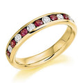 18K Yellow Gold Ruby & Diamond Half Eternity Ring 0.80 CTW - Pobjoy Diamonds