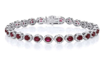 18K Gold 5.50 Carat Oval Ruby & Diamond Tennis Bracelet - Pobjoy Diamonds