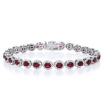 18K Gold 5.50 Carat Oval Ruby & Diamond Tennis Bracelet