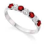 950 Platinum Ruby & Diamond Half Eternity Ring 0.61 CTW - Pobjoy Diamonds