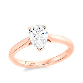 This graceful and comtemporary 1.50 carat pear shape lab diamond ring features a robust and elegant three prong setting in your choice of 18K gold.