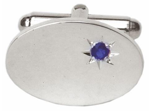 925 Sterling Silver & Blue Sapphire Cufflinks - Pobjoy Diamonds