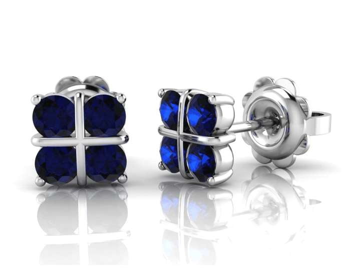 18K Gold & Blue Sapphire Ladies Stud Earrings - Pobjoy Diamonds