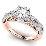 White & Rose Gold Trilogy Crossover Diamond Ring - Pobjoy Diamonds