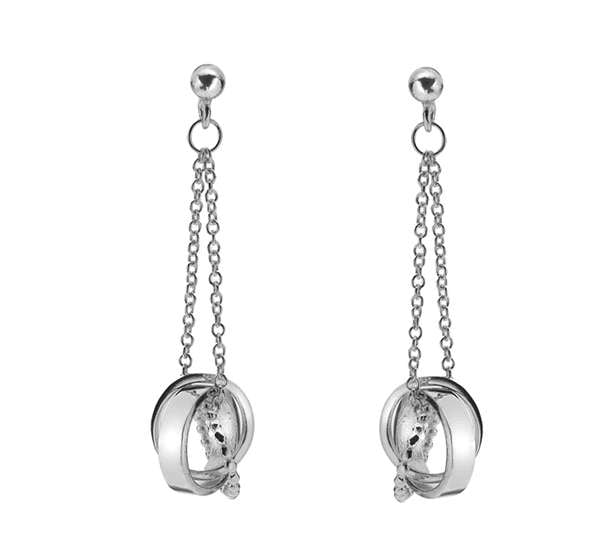 Sterling Silver Entwined Circle Drop Earrings - Pobjoy Diamonds