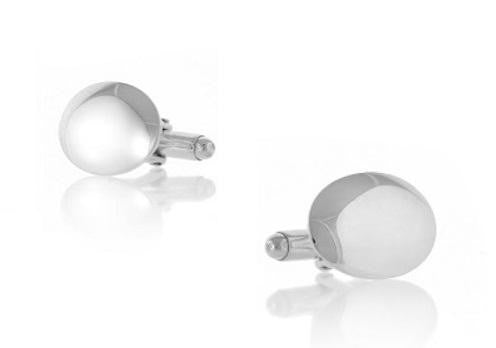 Sterling Silver Domed Oval Bar Cufflinks - Pobjoy Diamonds