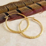 Handmade Gold Plate On Sterling Silver Hammered Hoop Earrings