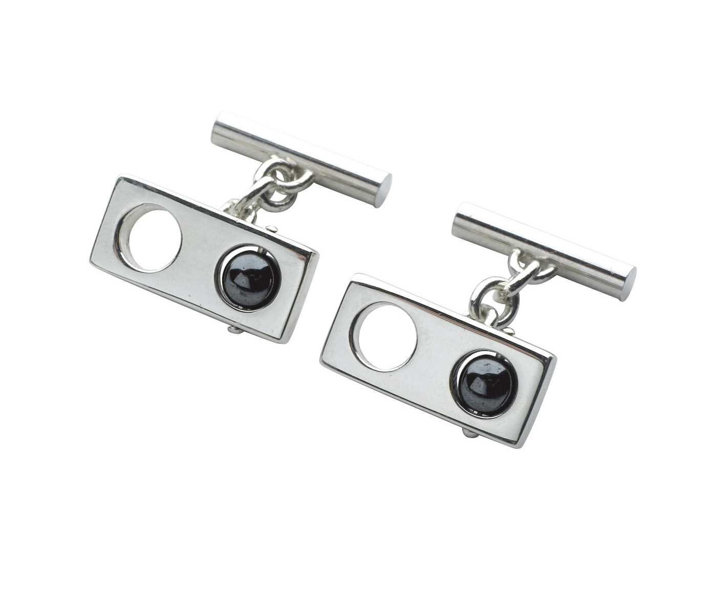 Silver rectangle chain cufflinks - Pobjoy Diamonds