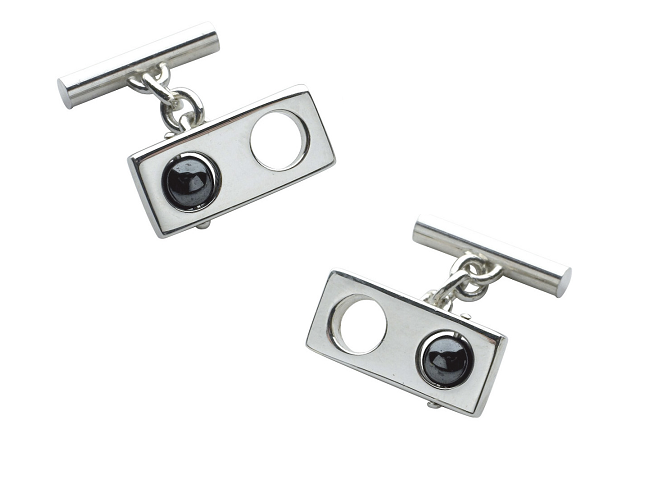 Silver mens rectangle chain cufflinks - Pobjoy Diamonds