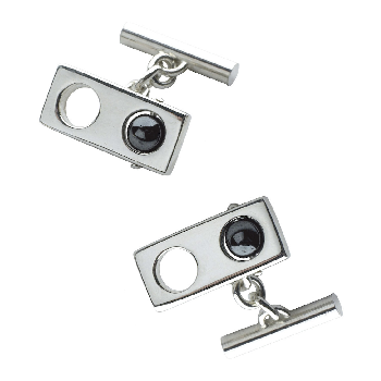 Sterling silver mens rectangle chain cufflinks - Pobjoy Diamonds