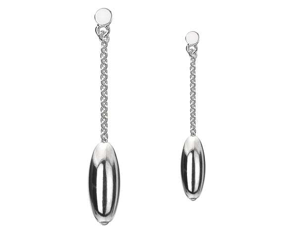 Sterling Silver Oval Drop Earrings - Pobjoy Diamonds