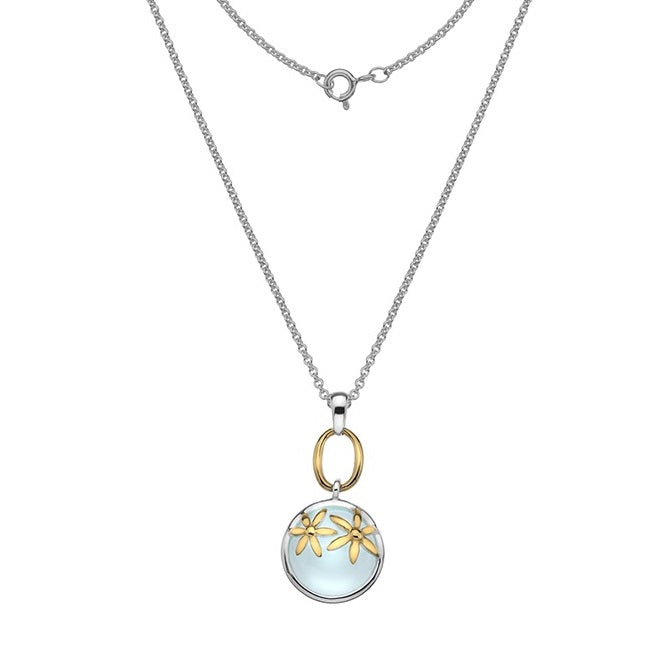 Sterling Silver Aqua Chalcedony Drop Pendant & Necklace - Pobjoy Diamonds