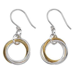 Sterling Silver & Yellow Gold Plated Wool Mark Earrings - Pobjoy Diamonds