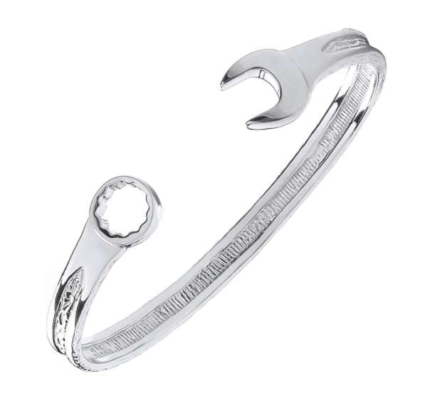 Sterling Silver Mens Spanner Bangle 7mm Gauge - Pobjoy Diamonds