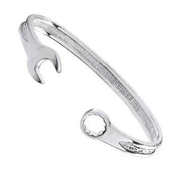 Sterling Silver Mens Spanner Bangle 7mm Gauge - Pobjoy Diamonds