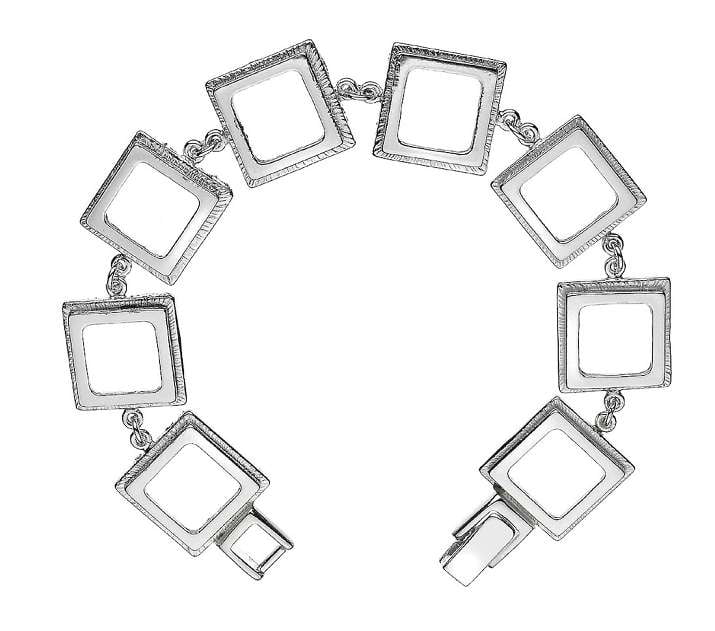 Sterling Silver Echo Square Link Ladies Bracelet - Pobjoy Diamonds