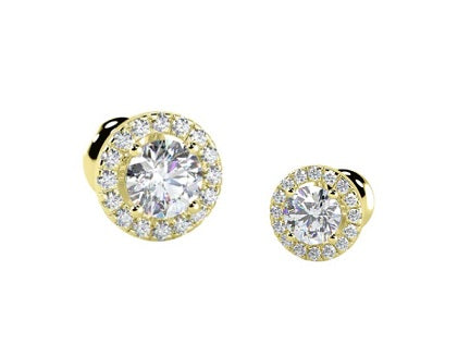 18K Gold Diamond Halo Stud Earrings 0.40 Carat 