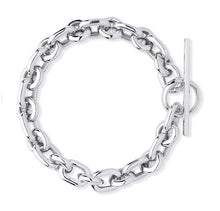 Load image into Gallery viewer, Sterling Silver Oval &amp; Round Link Chunky T-Bar Bracelet - Pobjoy Diamonds