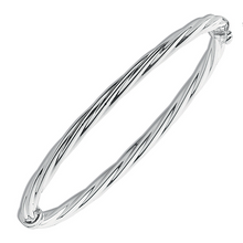 Load image into Gallery viewer, Silver Hollow Twisted Hinged Bangle