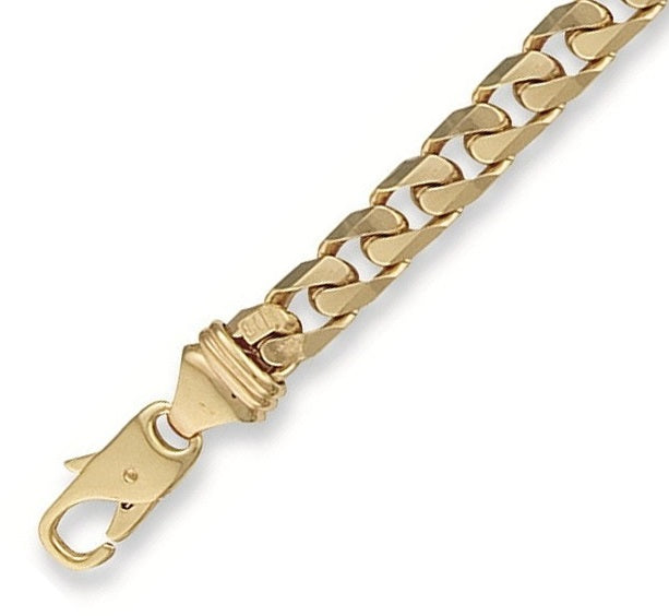 9K Yellow Gold Mens Medium Weight Tight Link Curb Bracelet - Pobjoy Diamonds