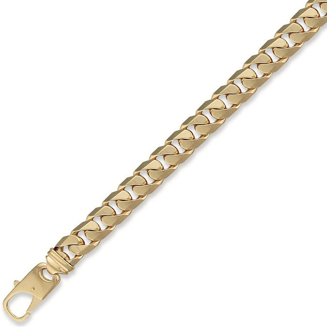 9K Yellow Gold Mens Heavy Tight Link Curb Bracelet - Pobjoy Diamonds