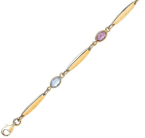 9K Yellow Gold Amethyst & Topaz Bracelet - Pobjoy Diamonds