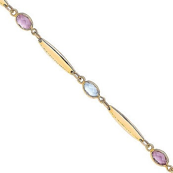 9K Yellow Gold Amethyst & Topaz Bracelet - Pobjoy Diamonds