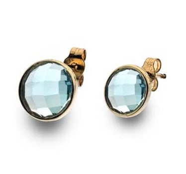 9K Yellow Gold & Blue Topaz Twist Stud Earrings - Pobjoy Diamonds