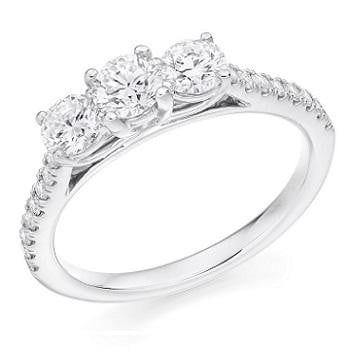 950 Platinum 1.03 CTW Diamond Trilogy Ring F-G/VS