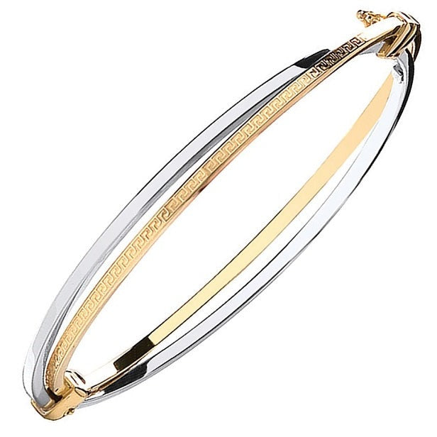 9K Yellow & White Gold Ladies Bangle - Pobjoy Diamonds