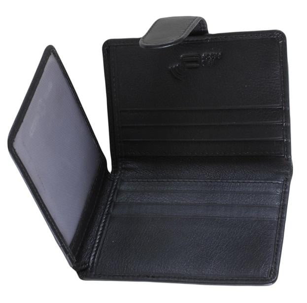 Black Compact Leather Wallet - Pobjoy Diamonds