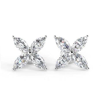 18K White Gold Marquise Cut Diamond Stud Earrings 0.54 Carats - Pobjoy Diamonds