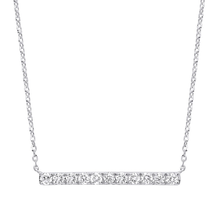 Load image into Gallery viewer, 9K White Gold Diamond Bar Pendant Necklace