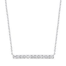 Load image into Gallery viewer, 9K White Gold Diamond Bar Pendant Necklace