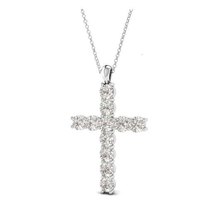 Load image into Gallery viewer, Custom 950 Platinum &amp; Diamond Cross Pendant 3.30 Carat - GIA - Pobjoy Diamonds