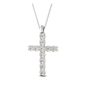 Custom 950 Platinum & Diamond Cross Pendant 3.30 Carat - GIA - Pobjoy Diamonds