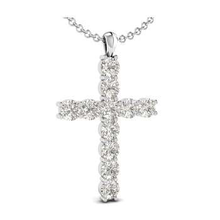 Load image into Gallery viewer, Custom 950 Platinum &amp; Diamond Cross Pendant 3.30 Carat - GIA - Pobjoy Diamonds