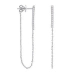 9K White Gold Diamond Long Drop Chain Earrings