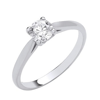 950 Platinum 0.50 Carat Solitaire Diamond Ring G-H/VS2