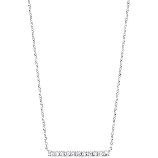 Pobjoy 9k White Gold & Diamond  Bar Necklace