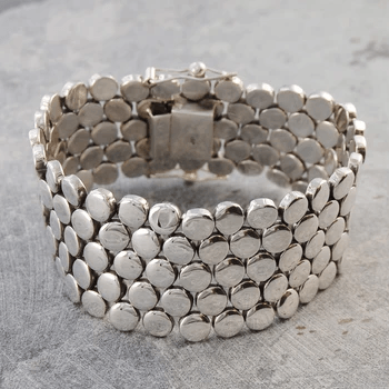 Handmade Chunky Sterling Silver Disc Ladies Bracelet-Pobjoy Diamonds