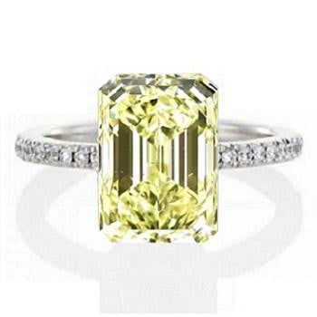 18K Gold Fancy Light Yellow Emerald Cut Diamond 1.15 Carat Solitaire Ring - SI1 - Pobjoy Diamonds