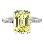 18K Gold Fancy Diamond 0.90 Carat Emerald Or Cushion Cut Solitaire Ring - VS2 - Pobjoy Diamonds