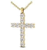 9K Yellow Gold Diamond Cross Pendant 0.50 To 1.00 CTW - Pobjoy Diamonds