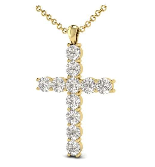 9K Yellow Gold Diamond Cross Pendant 0.50 To 1.00 CTW - Pobjoy Diamonds