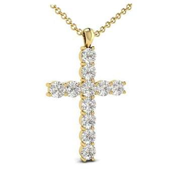 9K Yellow Gold Diamond Cross Pendant 0.50 To 1.00 CTW - Pobjoy Diamonds