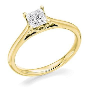 18K Yellow Gold 0.60 Carat Princess Cut Solitaire